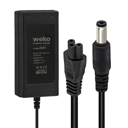 WEKO 24 VOLT - 3 AMPER - 70 WATT 5.5*2.5 UÇLU YERLİ ÜRETİM NOTEBOOK ADAPTÖR