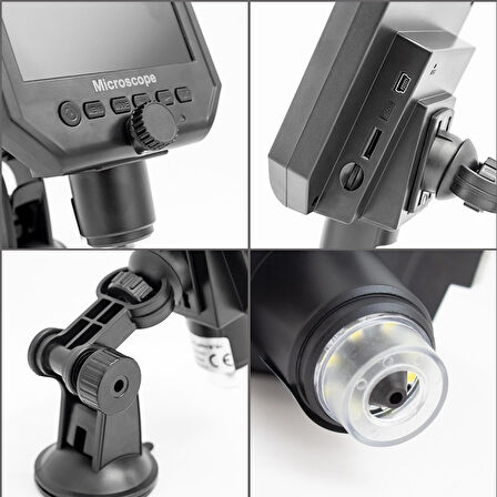 POWERMASTER PM-18798 4.3 LCD DİJİTAL EKRANLI 3.6 MP HD TAŞINABİLİR MİKROSKOP (1-600X ZOOM-LİTYUM PİLLİ)