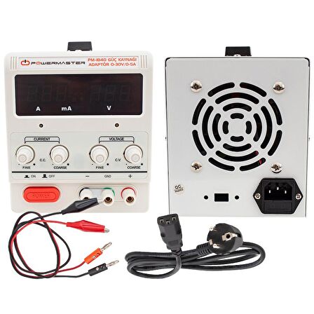 POWERMASTER PM-1840  0-30 VOLT/0-5 AMPER ARASI DC GÜÇ KAYNAĞI ADAPTÖR