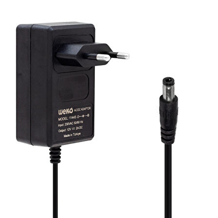 WEKO 12 VOLT - 2 AMPER 5.5*2.5 UÇLU YERLİ ÜRETİM PLASTİK KASA PRİZ TİPİ ADAPTÖR