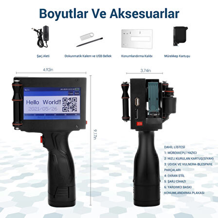 POWERMASTER PM-10878 4.3 DOKUNMATİK EKRANLI ŞARJLI ENDÜSTRİYEL EL TİPİ PORTATİF MÜREKKEP YAZICI