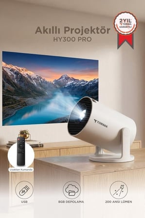 Özel Üretim Seyyar Cihazı Oda Taşınabilir Projektör HY300 PRO Beyaz