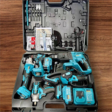 zamir hirdavat 21v Akülü 5'li Set Kırıcı Delici Hilti Taşlama Somun Sıkma Akülü Vidalama Budama Testere ZMR5LİSET