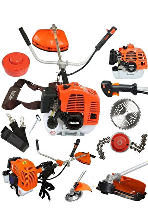 ZMRTRPN 52 Cc Bc 5200 Benzinli Çim Biçme Tırpan Makinası Çapa Aparatlı 4 Başlık 