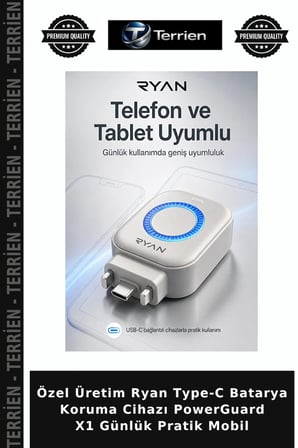 Özel Üretim Ryan Type-C Batarya Koruma Cihazı PowerGuard X1 Günlük Pratik Mobil
