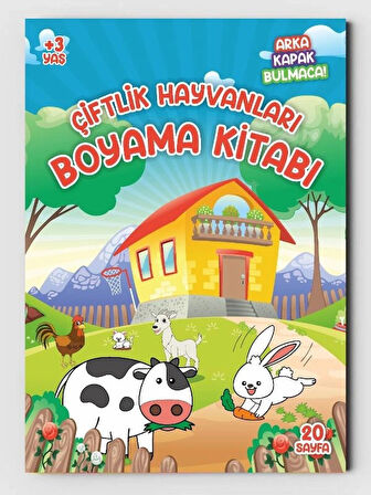 Çiftlik Hayvanları , Çocuklar İçin Boyama Kitabı, (20 Tam Sayfa Resimli Boyama Kitabı) + Bulmacalı