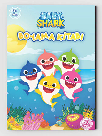 Baby Shark, Çocuklar İçin Boyama Kitabı, (+20), (Tam Sayfa Resimli Boyama Kitabı) + Maske Hediyeli