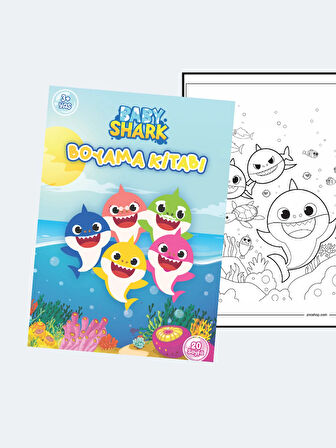 Baby Shark, Çocuklar İçin Boyama Kitabı, (+20), (Tam Sayfa Resimli Boyama Kitabı) + Maske Hediyeli