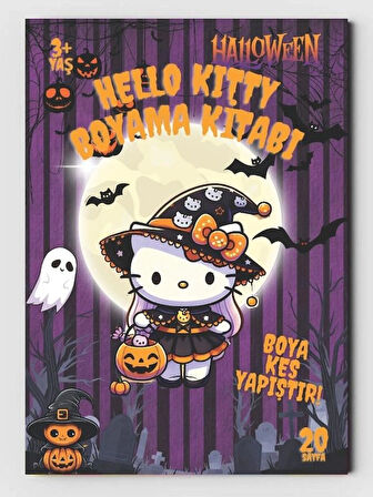 Hello Kitty ve Toca Boca (Halloween Temalı) Boyama Kitabı (20 Tam Sayfa Resimli Boyama Kitabı)