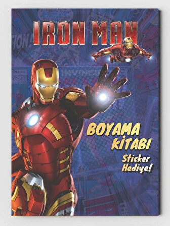  Iron Man Boyama Kitabı (20 Tam Sayfa), Arka Kapak Poster Hediyeli (+1 Sayfa Sticker)