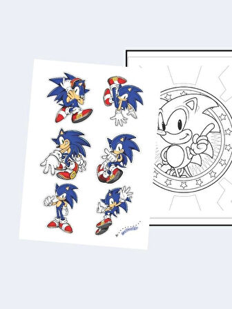  Sonic (Kirpi Sonik) Boyama Kitabı (20 Tam Sayfa), (Sticker Hediyeli)