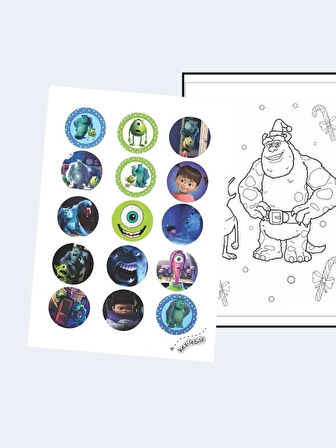 Sevimli Canavarlar (Monsters Inc) Boyama Kitabı (20 Tam Sayfa), (Sticker Hediyeli)