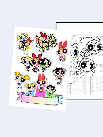 Powerpuff Girls Boyama Kitabı (20 Tam Sayfa), (Sticker Hediyeli)