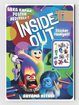 Ters Yüz (Inside Out) Boyama Kitabı (20 Tam Sayfa), (Poster ve Sticker Hediyeli)