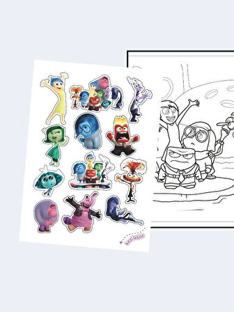 Ters Yüz (Inside Out) Boyama Kitabı (20 Tam Sayfa), (Poster ve Sticker Hediyeli)