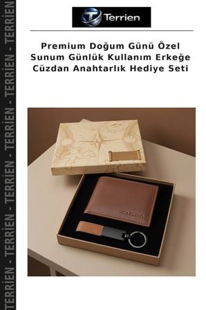 Premium Doğum Günü Özel Sunum Günlük Kullanım Erkeğe Cüzdan Anahtarlık Hediye Seti