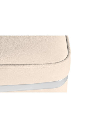 Zengo Silver Twin Line Kare Puf - Krem Kumaş, Dekoratif Makyaj Masası Pufu