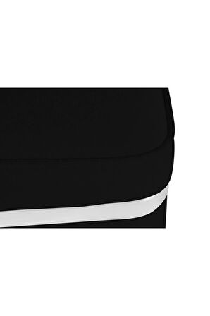 Zengo Silver Twin Line Kare Puf - Siyah Kumaş, Dekoratif Makyaj Masası Pufu