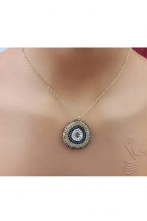 Oval Zirkon Taşlı Nazarlık Kolye