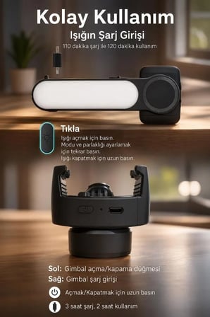 Delux Serisi Telefon Tutucu Mobil Aksesuar Çekim Aracı Tripod Profesyonel Gimbal L09 Siyah