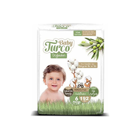 Baby Turco Bebek Bebek Bezi 2 Aylık Paket 6 Numara 16-25 kg 192 Adet