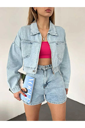 FERMUARLI CROP KOT CEKET