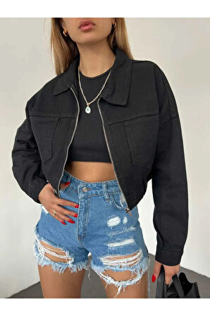 FERMUARLI CROP KOT CEKET