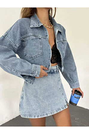 FERMUARLI CROP KOT CEKET