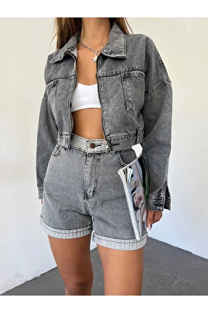 FERMUARLI CROP KOT CEKET