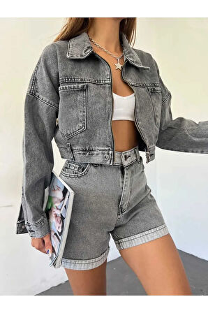 FERMUARLI CROP KOT CEKET