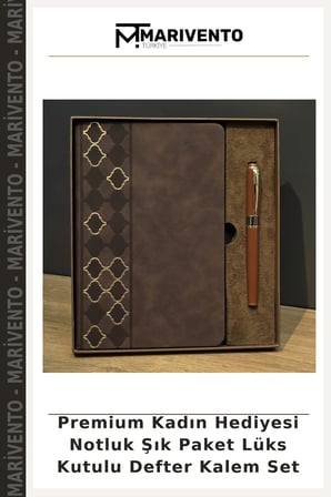 Premium Kadın Hediyesi Notluk Şık Paket Lüks Kutulu Defter Kalem Set