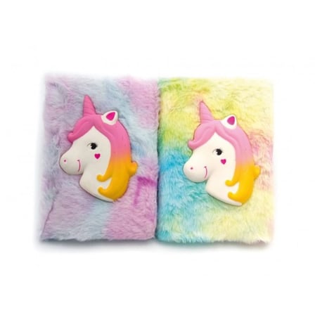 Delux Serisi Renkli Ajanda Öğrenci Defteri Defter Rengarenk Yumuşacık Kapak Kabartmalı Unicorn