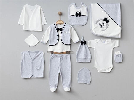 ERKEK BEBEK ORGANİK 0-3 AY LİTTLE MAN HRIKALI HASTANE ÇIKIŞ ZIBIN SETİ