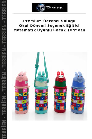 Premium Öğrenci Suluğu Okul Dönemi Seçenek Eğitici Matematik Oyunlu Çocuk Termosu