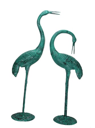 Premium Büyük Aksesuar Kuş Figürü Duvar Panosu Metal İkili Vinç Kuşu Seti 180-155 Cm 180155cmyeşil