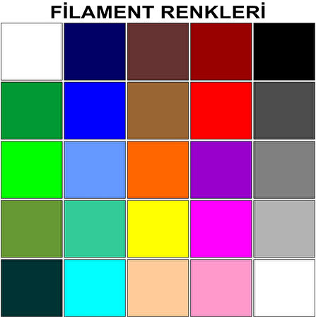 Pembe Renk 3D Kalem + 25 Renk Toplam 25 Metre Pla Filament + Şablon