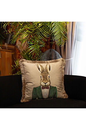 Mr. Rabbit Kadife Yastık/Kırlent (Dolgu Boncuk Elyaf Uluslararası Yıkama Ve Solmama Sertifikası)