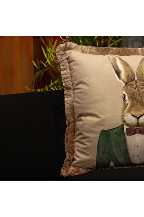 Mr. Rabbit Kadife Yastık/Kırlent (Dolgu Boncuk Elyaf Uluslararası Yıkama Ve Solmama Sertifikası)