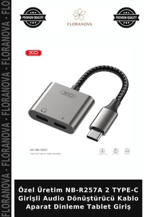 Özel Üretim NB-R257A 2 TYPE-C Girişli Audio Dönüştürücü Kablo Aparat Dinleme Tablet Giriş