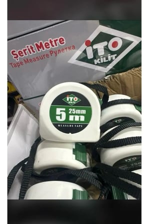İto Kilit 5m x 25mm Profesyonel Çelik Şerit Metre Korunaklı Kauçuk Gövde - 1 Adet