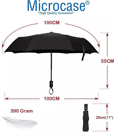 Microcase Unisex Tam Otomatik 8 Telli Rüzgar Korumalı Rüzgarda Kırılmayan Su Geçirmez Dayanıklı Şemsiye AL4663
