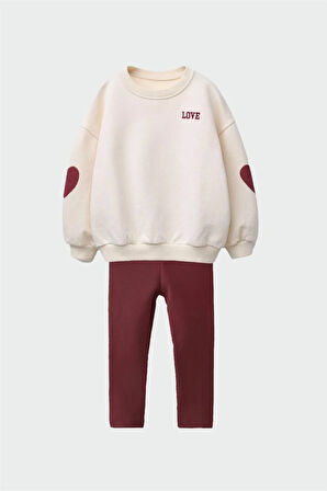 YENİ SEZON LOVE İŞLEMELİ SWEATSHIRT VE TAYT ALT ÜST TAKIM 
