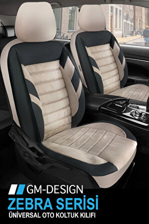 Toyota Corona  Uyumlu 5 KOLTUK TAM SET ZEBRA SERİSİ TAM SET TAY TÜYÜ OTO KOLTUK KILIFI BEJ-SİYAH