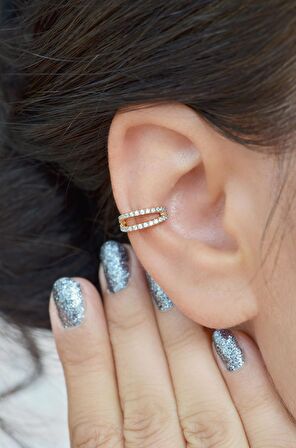 Sıkıştırmalı Kıkırdak Küpesi Zirkonlu Earcuff