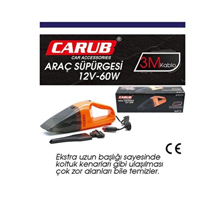 BR0909004 ARAC SUPURGESi 12V 60W CAKMAKDAN TURUNCU CE BELGEL