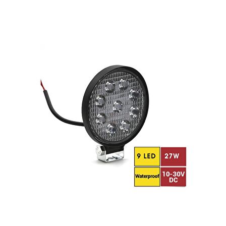 BR3010506 CALISMA LAMBASI 9 LED YUVARLAK 27W 10-30V