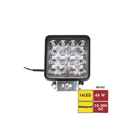 BR3010577 CALISMA LAMBASI 10-30V 48W 16 LED KARE 12X10CM METAL