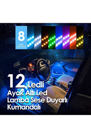 Ayak Altı Led 12 Ledli Lamba Sese Duyarlı Led Müziğe Duyarlı Led