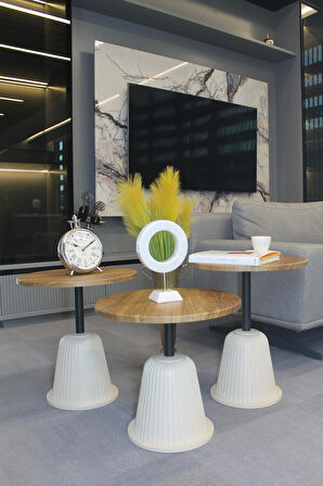 Milano Zigon Sehpa Ceviz Mdf - Zigon Sehpa 3'lü