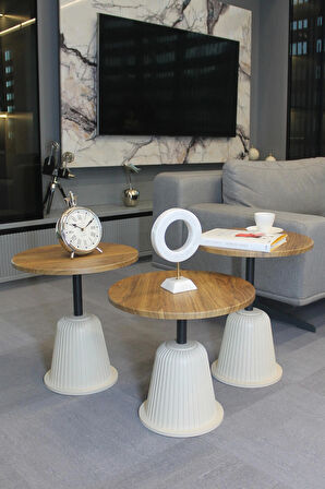 Milano Zigon Sehpa Ceviz Mdf - Zigon Sehpa 3'lü